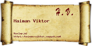 Haiman Viktor névjegykártya